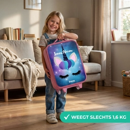 Eenhoorn op een sterrenhemel achtergrond Kinderkoffer - Roze klein -sfeer2_NL