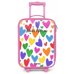 Gekleurde hartjes Kinderkoffer - Roze klein -zz3dotto