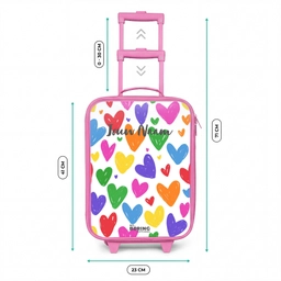 Gekleurde hartjes Kinderkoffer - Roze klein -productfoto_formaten