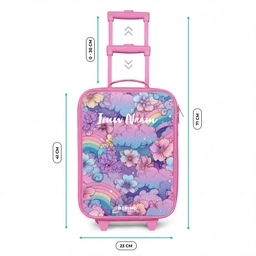 Illustratie van wolken, regenbogen en bloemen Kinderkoffer - Roze klein -productfoto_formaten