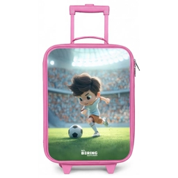 Jongen - Voetbal - Stadion - Zonlicht Kinderkoffer - Roze klein -zz3dotto