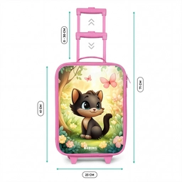 Kat - Vlinder - Bloemen Kinderkoffer - Roze klein -productfoto_formaten