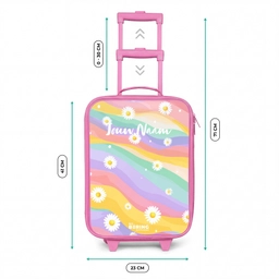 Madeliefjes op regenboogachtergrond Kinderkoffer - Roze klein -productfoto_formaten