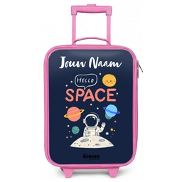 Astronaut - Quote - Planeten - Sterren Kinderkoffer - Roze klein -zz3dotto