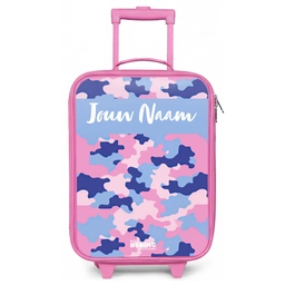 Camouflage - Roze - Blauw Kinderkoffer - Roze klein -zz3dotto