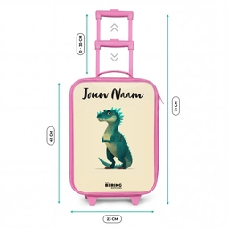 Dino - Dier - Blauw - Groen Kinderkoffer - Roze klein -productfoto_formaten