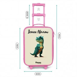Dino - Dier - Groen Kinderkoffer - Roze klein -productfoto_formaten