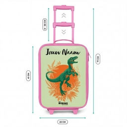 Dino - Natuur - Groen Kinderkoffer - Roze klein -productfoto_formaten