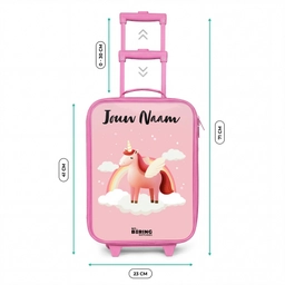 Eenhoorn - Vleugels - Roze - Regenboog Kinderkoffer - Roze klein -productfoto_formaten