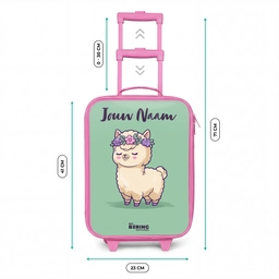 Kawai - Alpaca - Groen Kinderkoffer - Roze klein -productfoto_formaten