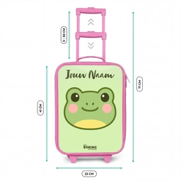 Kawai - Kikker - Groen Kinderkoffer - Roze klein -productfoto_formaten
