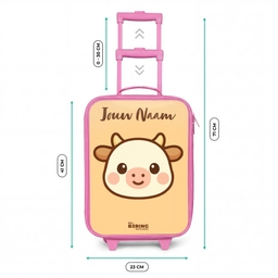 Kawai - Koe - Bruin Kinderkoffer - Roze klein -productfoto_formaten