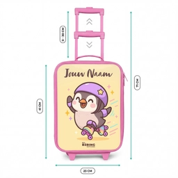 Kawai - Pinguin - Rolschaatsen Kinderkoffer - Roze klein -productfoto_formaten