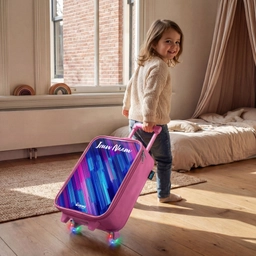 Neon - Strepen - Abstract - Blauw - Roze Kinderkoffer - Roze klein -sfeer1