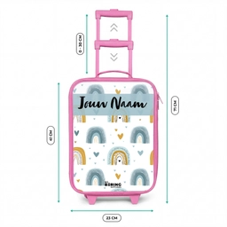 Patroon - Regenboog - Hartjes Kinderkoffer - Roze klein -productfoto_formaten