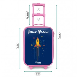 Raket - Planeten - Sterren Kinderkoffer - Roze klein -productfoto_formaten