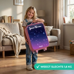 Sterren - Galaxy - Blauw - Roze Kinderkoffer - Roze klein -sfeer2_NL