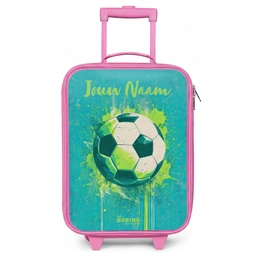 Voetbalvibes - Verfspatten - Groen - Blauw Kinderkoffer - Roze klein -zz3dotto