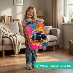 Monstertruck - Verfspatten - Kleurrijk - Explosie Kinderkoffer - Roze klein -sfeer2_NL