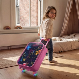 Neon sporttrofee design Kinderkoffer - Roze klein -sfeer1