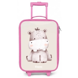 Nijlpaard op beige achtergrond illustratie Kinderkoffer - Roze klein -zz3dotto