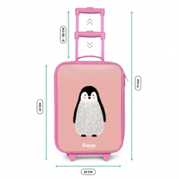 Pinguïn - Stippen - Roze - Minimalistisch Kinderkoffer - Roze klein -productfoto_formaten