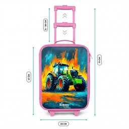 Tractor - Groen - Abstract - Penseelstreken Kinderkoffer - Roze klein -productfoto_formaten