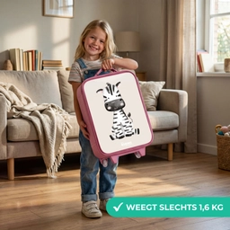 Zebra portrettekening met beige achtergrond Kinderkoffer - Roze klein -sfeer2_NL