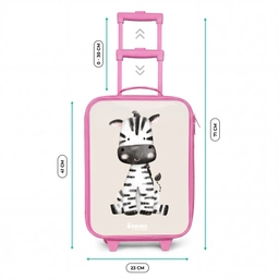 Zebra portrettekening met beige achtergrond Kinderkoffer - Roze klein -productfoto_formaten