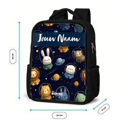 Dieren - Astronaut - Planeten - Sterren Rugzak - Zwart middel -productfoto_formaten