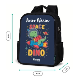 Dinosaurus - Groen - Raket - Sterrenhemel Rugzak - Zwart middel -productfoto_formaten