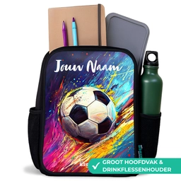 Neon - Voetbal - Kleurrijk Rugzak - Zwart middel -inhoud_NL