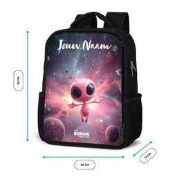 Roze Alien in Sterrennevel Rugzak - Zwart middel -productfoto_formaten