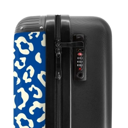 Dierenprints - Panterprint koffer in blauw en wit NBS - Handbagage koffer - Unisex middel -slot