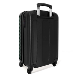 Groene carbonstructuur met zwarte middenstreep NBS - Handbagage koffer - Volwassenen Unisex middel -achterkant