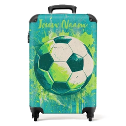 Voetbalvibes - Verfspatten - Groen - Blauw NBS - Handbagage koffer - Kinderen Unisex middel -productfoto_recht