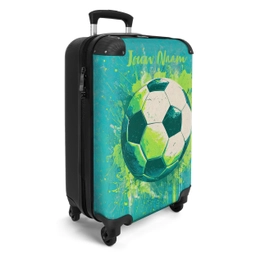 Voetbalvibes - Verfspatten - Groen - Blauw NBS - Handbagage koffer - Kinderen Unisex middel -productfoto_3d