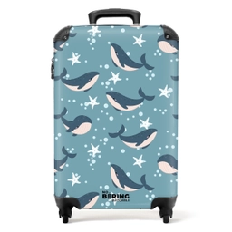 Walvissen met zeesterren patroon blauw NBS - Handbagage koffer - Kinderen Unisex middel -productfoto_recht