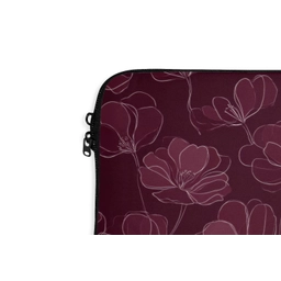 Bloemen - Patroon - Bordeauxrood laptophoes neopreen klein 279 -detail