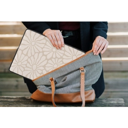 Bloemen - Print - Beige - Bruin - Minimalistisch laptophoes neopreen klein -tas