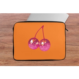 Discoballen - Kers - Spiegels - Roze laptophoes neopreen klein -tafel