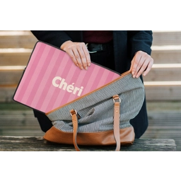 Gestreept - Roze - Chéri laptophoes neopreen klein -tas
