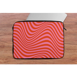 Golvend patroon - Rood - Roze - Lijnen laptophoes neopreen klein -tafel