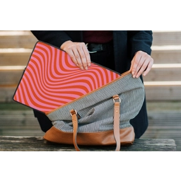 Golvend patroon - Rood - Roze - Lijnen laptophoes neopreen klein -tas