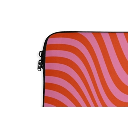 Golvend patroon - Rood - Roze - Lijnen laptophoes neopreen klein -detail