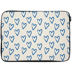 Hartjes patroon - Blauw - Beige - Liefde laptophoes neopreen klein -zkaufland3dotto