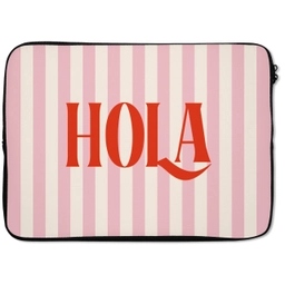 Hola - Quote -  Strepen - Pastel - Roze - Rood - Wit laptophoes neopreen klein -zkaufland3dotto
