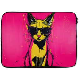 Kat - Art - Zonnebril - Roze laptophoes neopreen klein -zkaufland3dotto