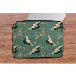 Kersenbloesem - Kraamvogels - Groen laptophoes neopreen klein 279 -tafel