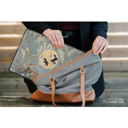 Kraanvogels - Maan - Bloemen - Blauw laptophoes neopreen klein -tas